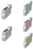 Epson Compatible InkJet Cartridge T0321 & T0422, T0423, T0424 Cartridge Bundle 2 Black T0321 cartridges and 1 each T0422 Cyan,T0423 Magenta and T0424 Yellow Cartridges. for use with Epson C82, C82N, CX5200, CX5400,  2 Black T0321 cartridges and 1 each T0422 Cyan,T0423 Magenta and T0424 Yellow Cartridges. for use with Epson C82, C82N, CX5200, CX5400, 